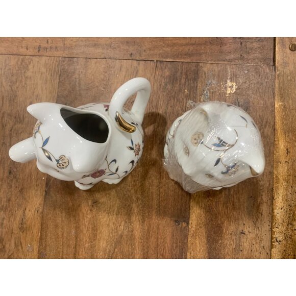 Vintage Cat-Shaped Ceramic Tea Set With Floral Design Creamer Sugar Bowl - Picture 4 of 7